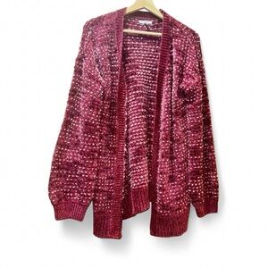 Maurices Size M Burgundy Knit Cardigan